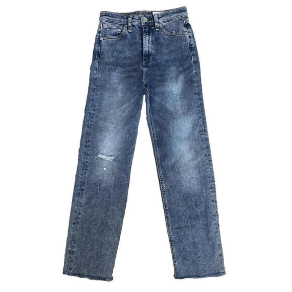 rag & bone Denim - Rag & Bone Jeans Nina High Rise Ankle Cigarette Raw Hem Blue Denim Womens 24